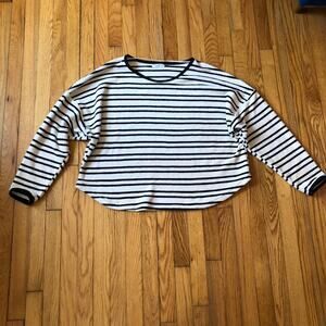 Paper Crane NWOT Black White Striped Pullover Sweater Size L